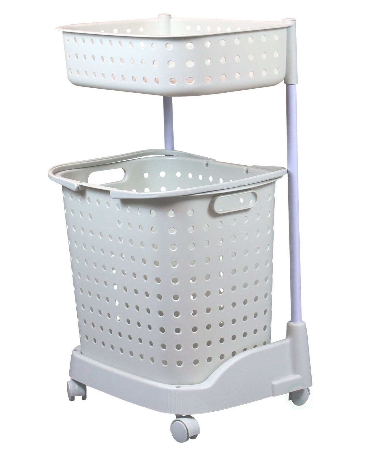 Vintiquewise 2 Tier Plastic Laundry Basket with Wheels - White
