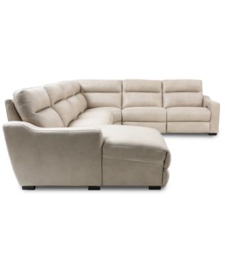 Gabrine 6-Pc. Leather Sectional with 3 Power Headrests and Chaise, Created for Macy's