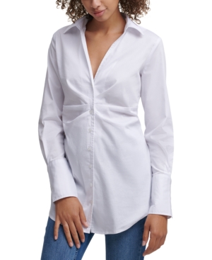 image of Calvin Klein Jeans Ruched Button-Front Top