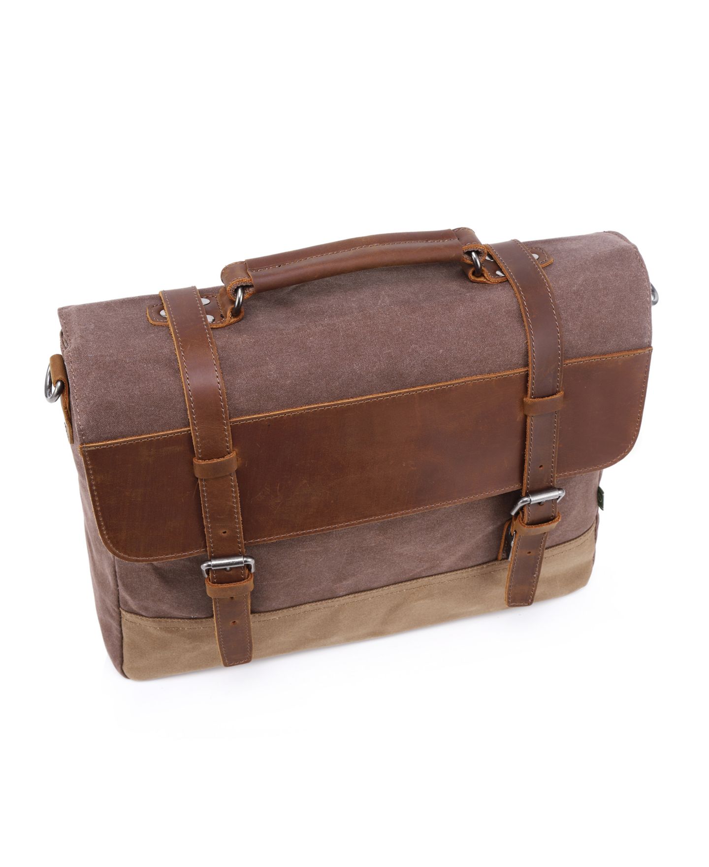 Женская сумка TSD BRAND Stone Creek Waxed Canvas Briefcase, цвет: Коричневый — фото 14