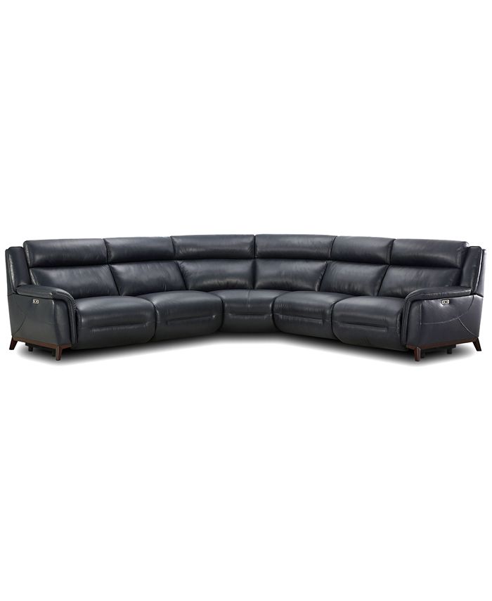 Macys leather online reclining sofa