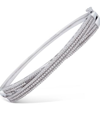 Wrapped in Love - Diamond Multi-Row Crossover Bangle Bracelet (1 ct. t.w.) in Sterling Silver
