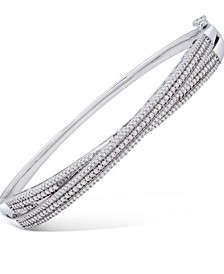 Diamond Multi-Row Crossover Bangle Bracelet (1 ct. t.w.) in Sterling Silver, Created for Macy's