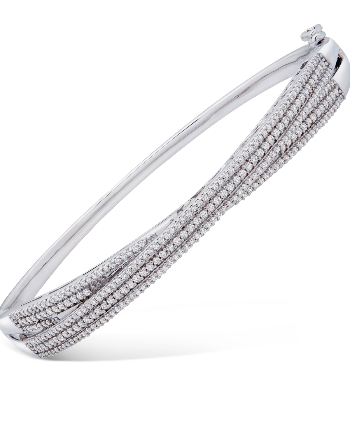 Diamond Multi-Row Crossover Bangle Bracelet (1 ct. t.w.) in Sterling Silver, Created for Macy's - Sterling Silver