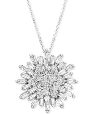 Diamond Starburst 20" Pendant Necklace (1-1/2 ct. t.w.) in 14k White Gold, Created for Macy's