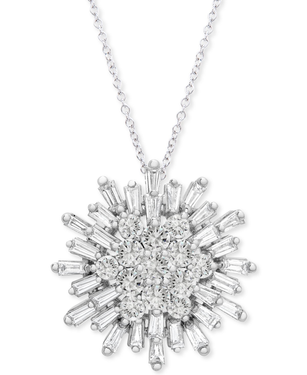 Diamond Starburst 20" Pendant Necklace (1-1/2 ct. t.w.) in 14k White Gold or 14k Yellow Gold, Created for Macy's - Yellow Gold