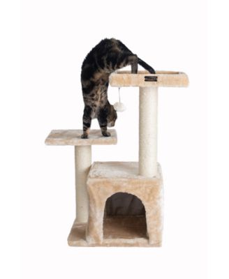 Classic Real Wood Cat Tree A3207, 32-Inch Beige - Perfect for Your Feline Friend affordable cattower