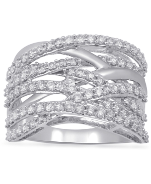 image of Diamond Multi-Row Crisscross Ring (1-1/2 ct. t.w.) in 10k White Gold
