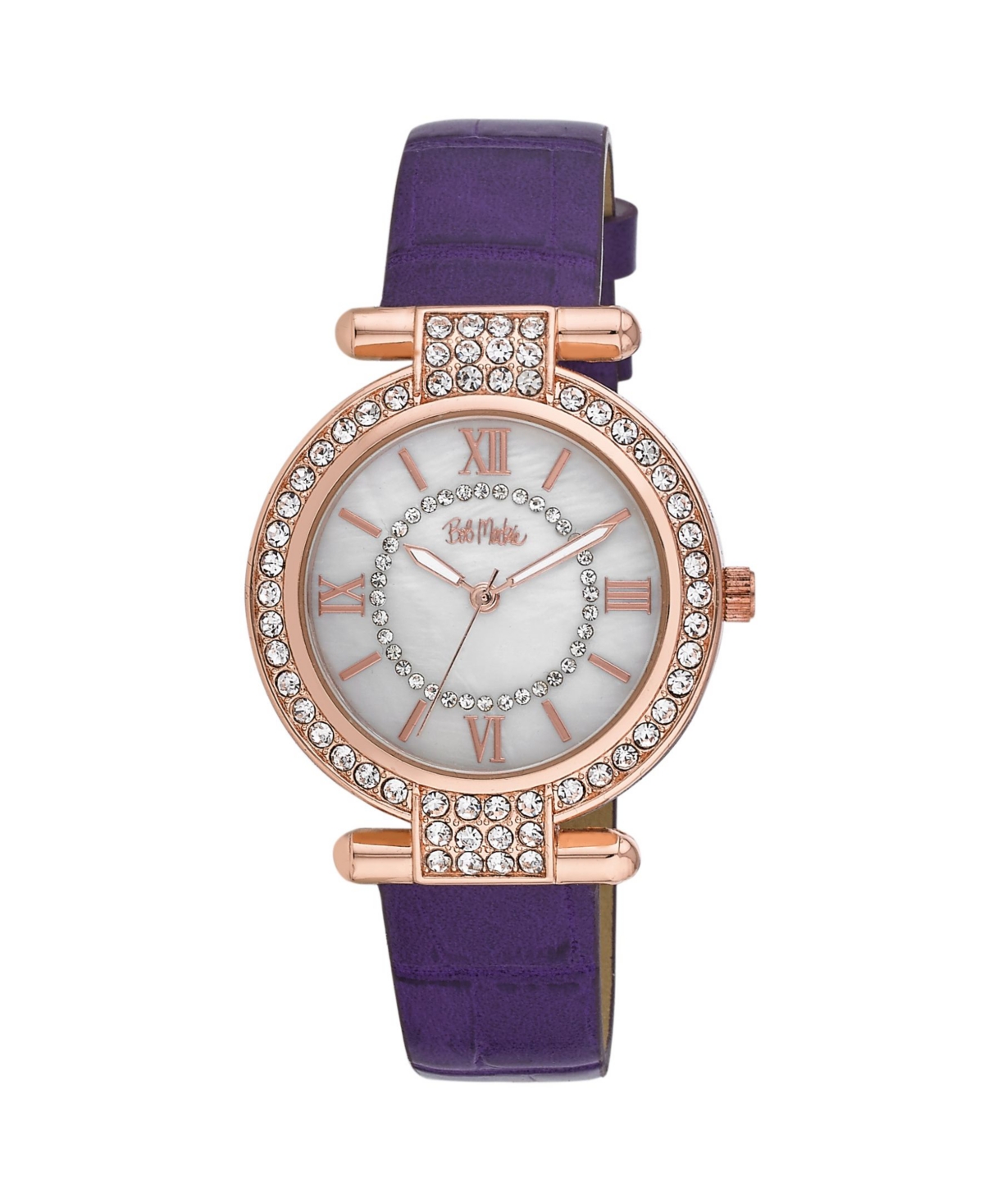 Women's Purple Polyurethane Strap Stone Encrusted T-Bar Watch, 35mm - Purple