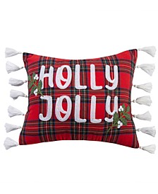 Thatch Spencer Plaid Holly Jolly Tassel Decorative Pillow, 14" x 18"