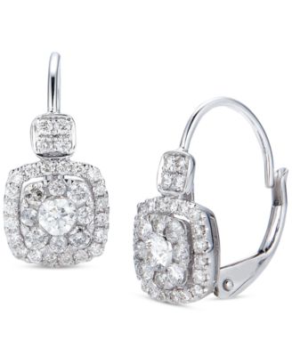 Macy's - Diamond Cluster Drop Earrings (5/8 ct. t.w.) in 14K White Gold