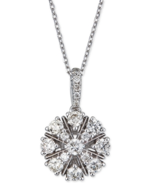 image of Diamond Cluster Pendant Necklace (5/8 ct. t.w.) in 14k White Gold, 16