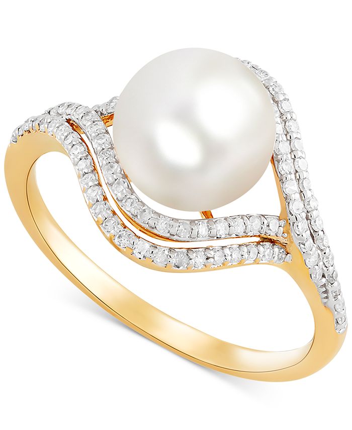 Honora - Cultured Freshwater Pearl (8mm) & Diamond (1/4 ct. t.w.) Ring in 14k Gold