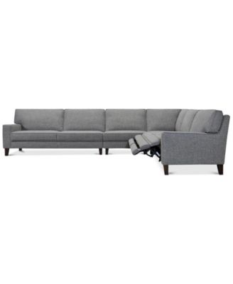 CLOSEOUT! Sandrew 4-Pc. Fabric Sectional with 2 Power Foot Rests, Created for Macy's