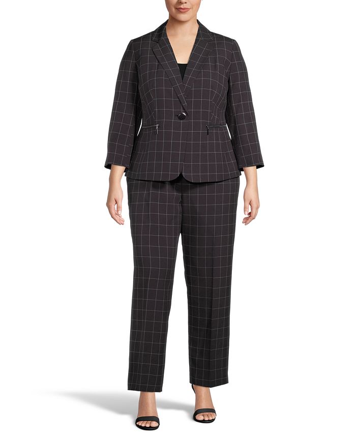 Le Suit Plus Size Diamond Jacquard Pantsuit - Macy's