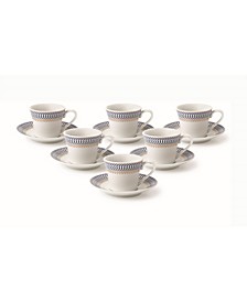 12 Piece 2oz Espresso Cup and Saucer Set, Service for 6