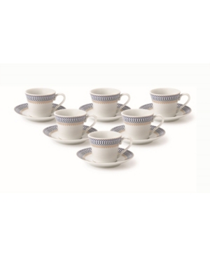 Lorren Home Trends 12 Piece 2oz Espresso Cup And Saucer Set, Service For 6 In Blue