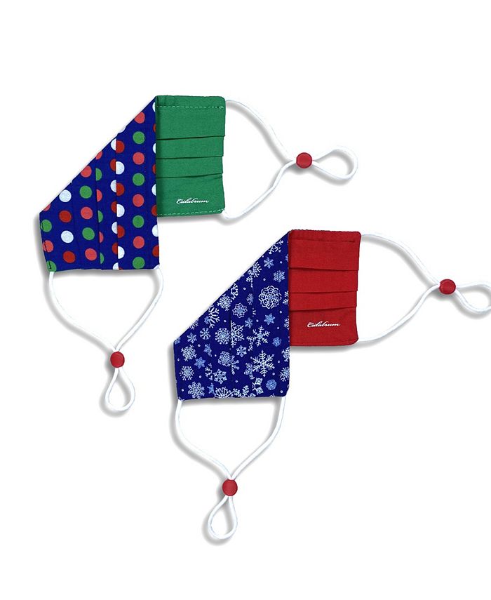 Calabrum Kids Cotton Reversible Dot Pleated Face Mask, 2 Pack Macy's