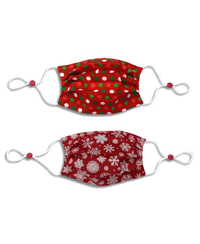 Calabrum Kids Cotton Reversible Snowflake Pleated Face Mask, 2 Pack