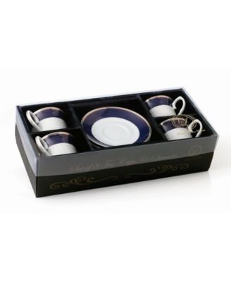 8 Piece 8oz Tea or Coffee Cup and Saucer Set, Service for 4