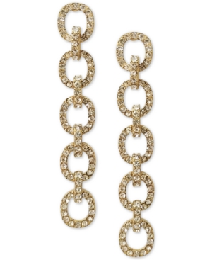image of Inc Gold-Tone Crystal Chain Link Linear Drop Earrings, Created for Macy-s