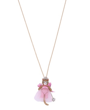 image of Betsey Johnson Fairy Cat Pendant Long Necklace, 32
