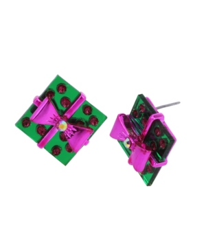 image of Betsey Johnson Festive Present Button Earrings