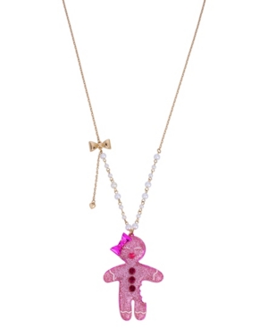 image of Betsey Johnson Gingerbread Woman Pendant Long Necklace, 28