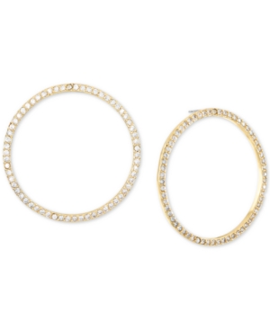 image of Inc Gold-Tone Medium Pave Front-Facing Hoop Earrings, 1.2