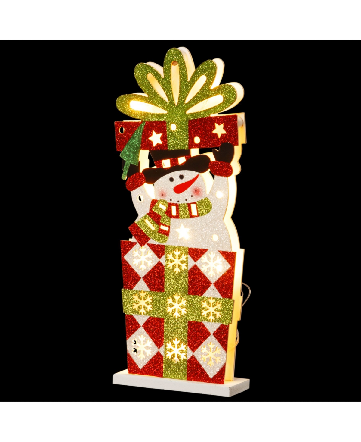 National Tree PreLit Wooden Gift Box Snowman