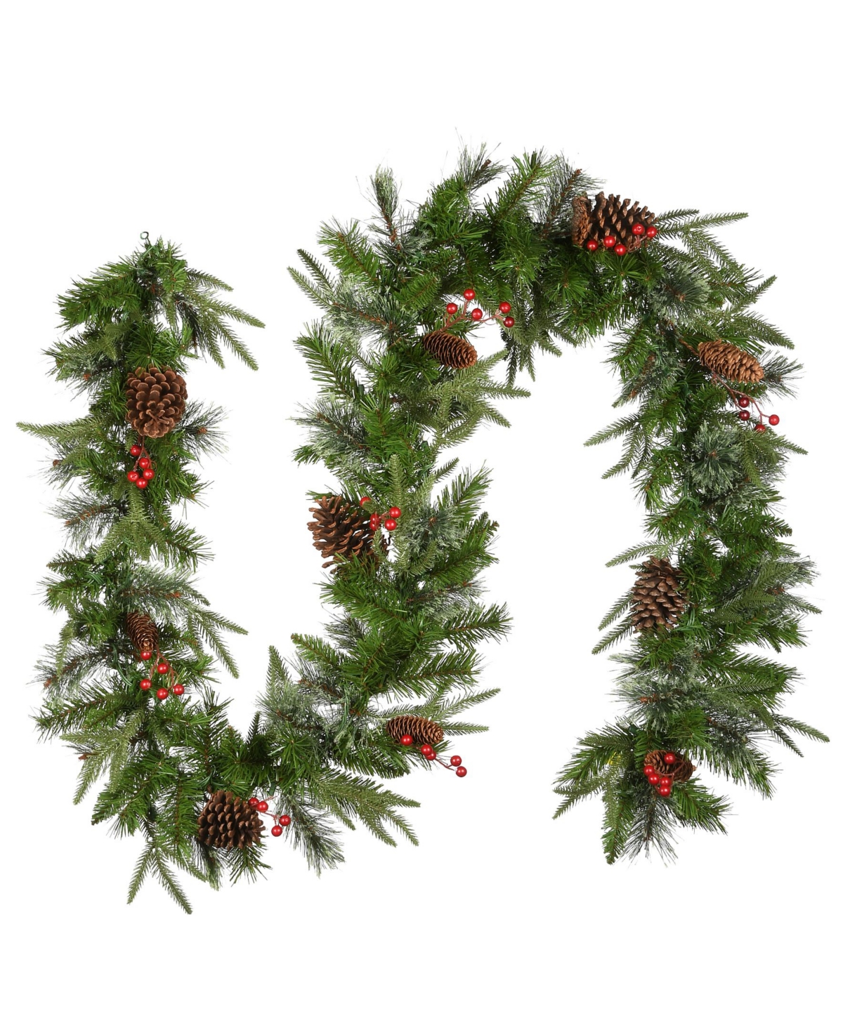 National Tree 9'x10" "Feel Real" Colonial Garland with Berries, Cones and 50 Clear Lights