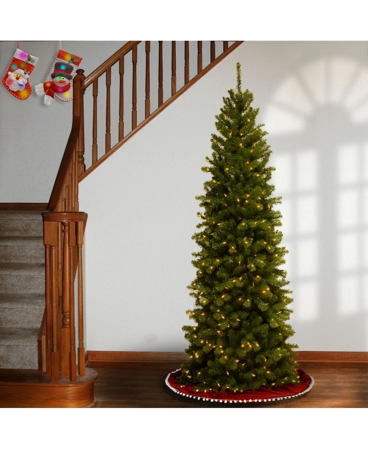 National Tree North Valley Spruce Pencil Slim Tree with Clear Lights