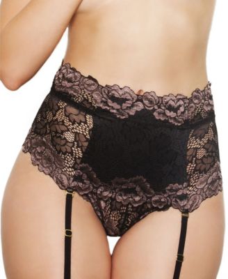 Plus Size Hi-Waist Garter Thong 2-Piece Lingerie Set