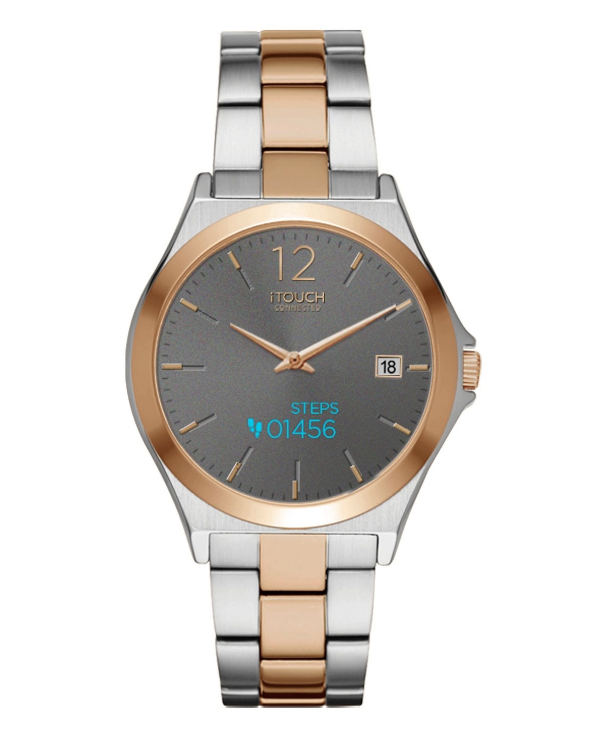 Connected Women's Hybrid Smartwatch Fitness Tracker: Silver Case with Two Toned Metal Strap 38mm - Two-Tone