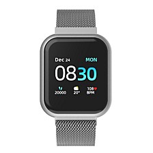 Air 3 Unisex Touchscreen Smartwatch Fitness Tracker: Silver Case with Silver Mesh Strap 44mm