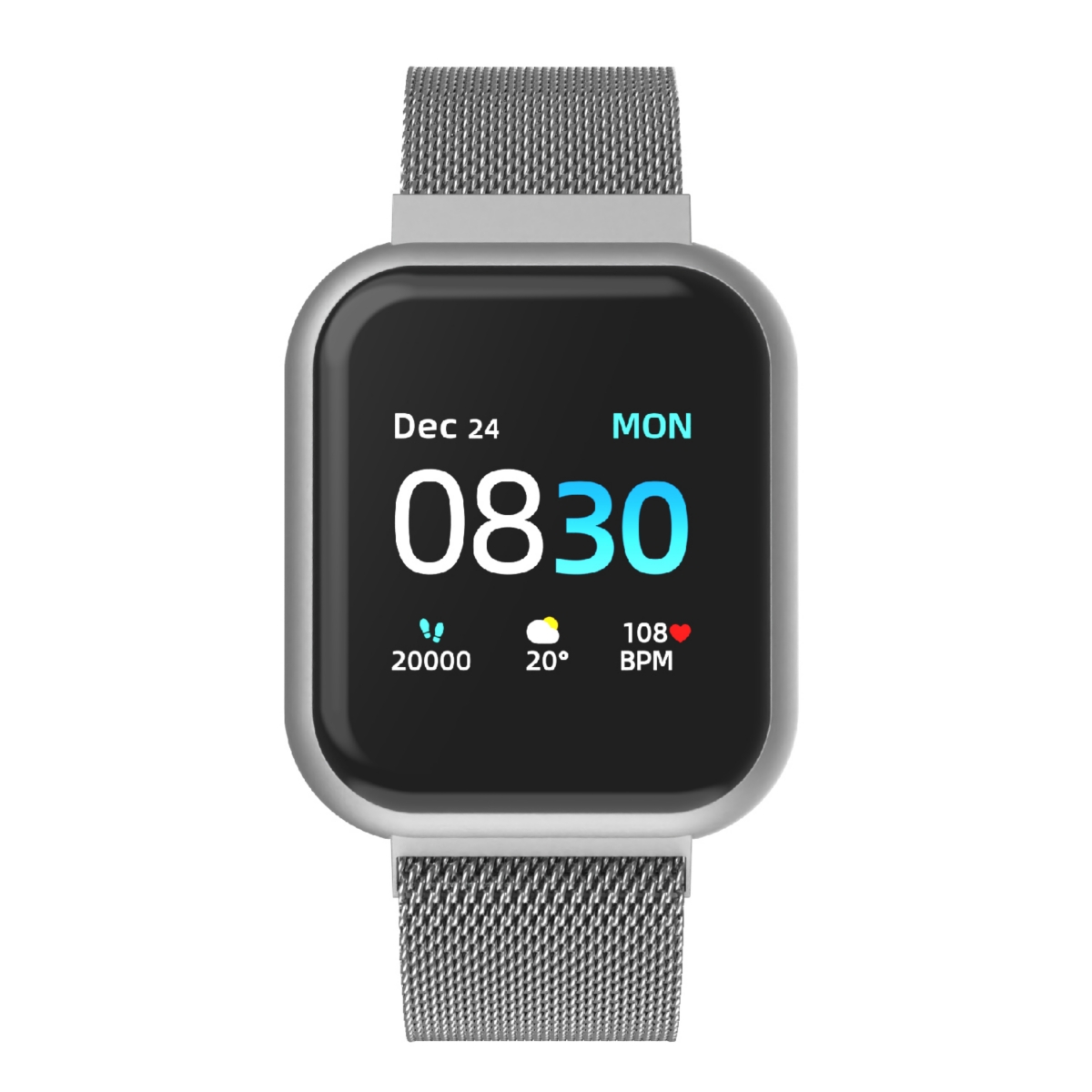 iTouch Air 3 Unisex Heart Rate Silver Mesh Strap Smart Watch 44mm