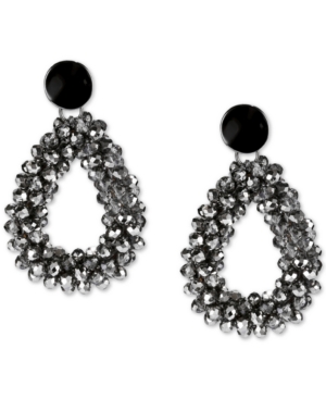 image of Style & Co Hematite-Tone Beaded Open Drop Earrings, Created for Macy-s