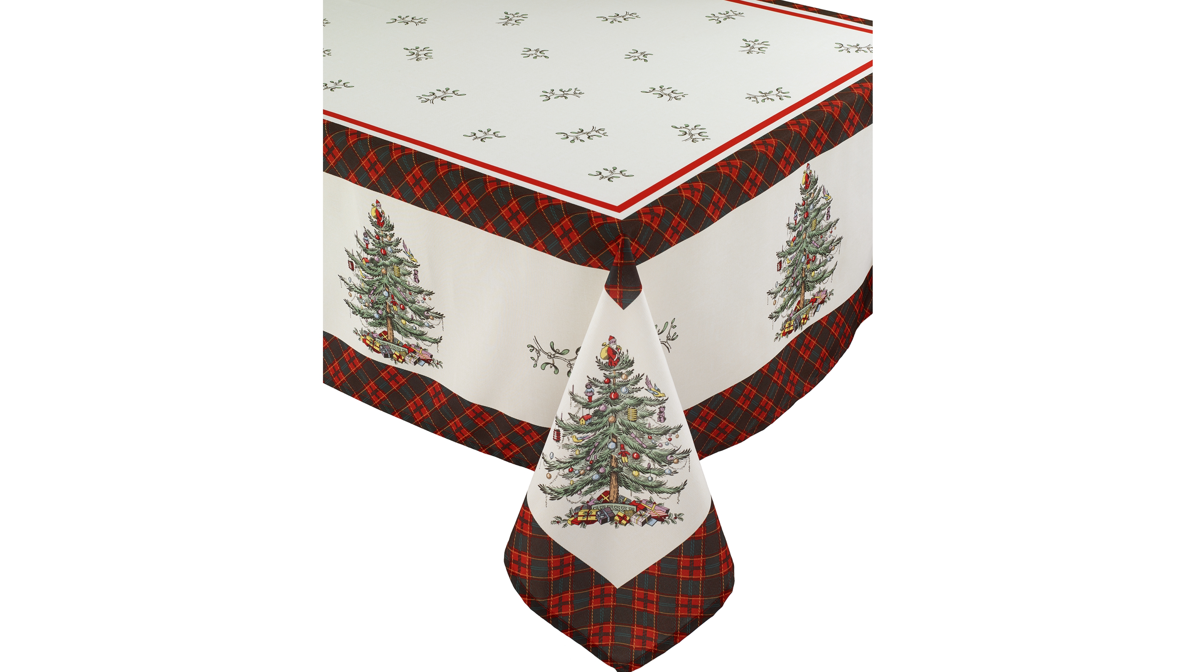 Spode Christmas Tree Tartan Multicolored 60x144 Tablecloth
