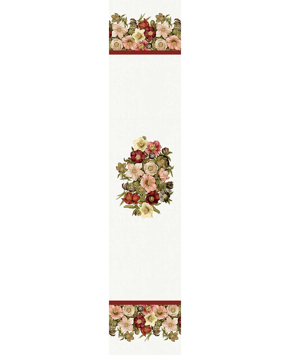 Laural Home Vintage Petals 13x72 Table Runner - Red Green Blush And Beige