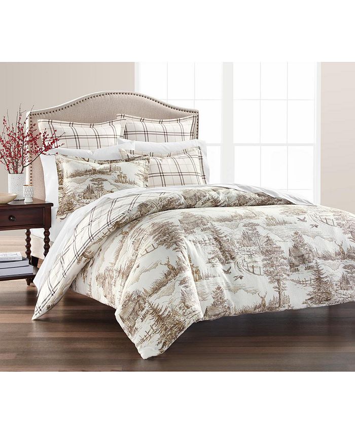 Martha Stewart Collection Deer Toile Flannel Twin Duvet Cover, Created