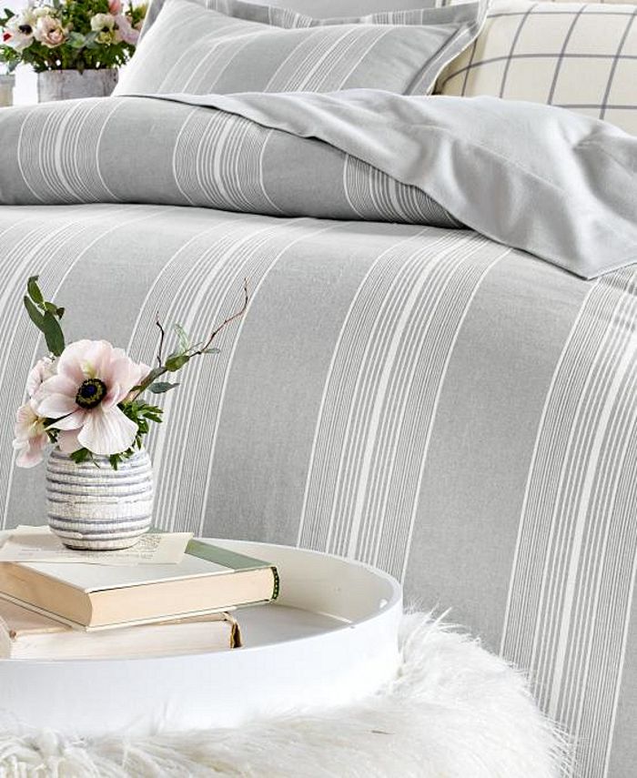 Martha Stewart Collection Modern Stripe Flannel King Duvet Cover