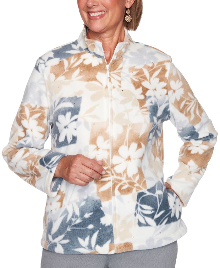 Alfred Dunner Petite Glacier Lake Floral Patchwork Polar Fleece Jacket Macy s