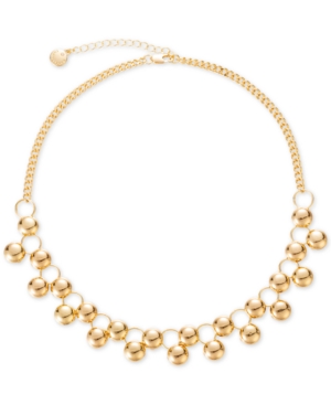 image of Charter Club Gold-Tone Ball Statement Necklace, 17