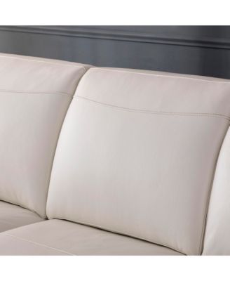 Michola Mid-Century Leather Sofa in White