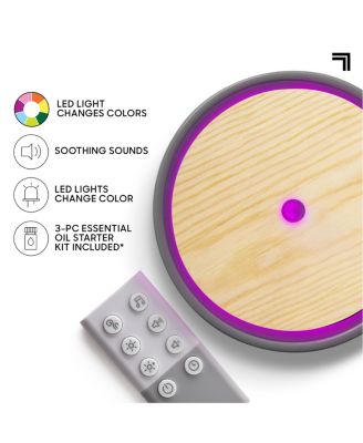 Sharper Image Diffuser Ultrasonic Aromatherapy Wood Lid and Ceramic LED with Sound 150mL