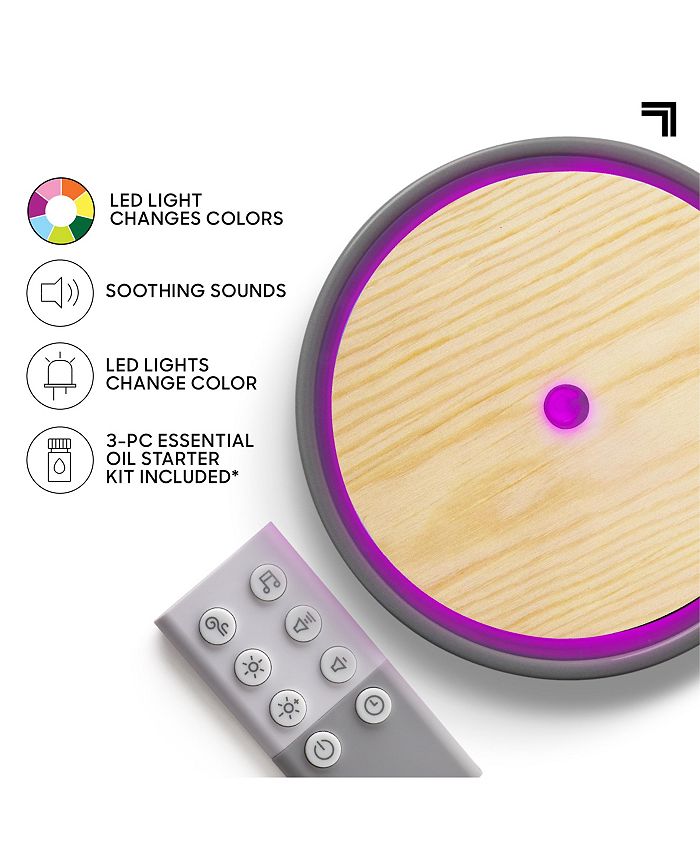 Sharper Image Diffuser Ultrasonic Aromatherapy Wood Lid and Ceramic LED