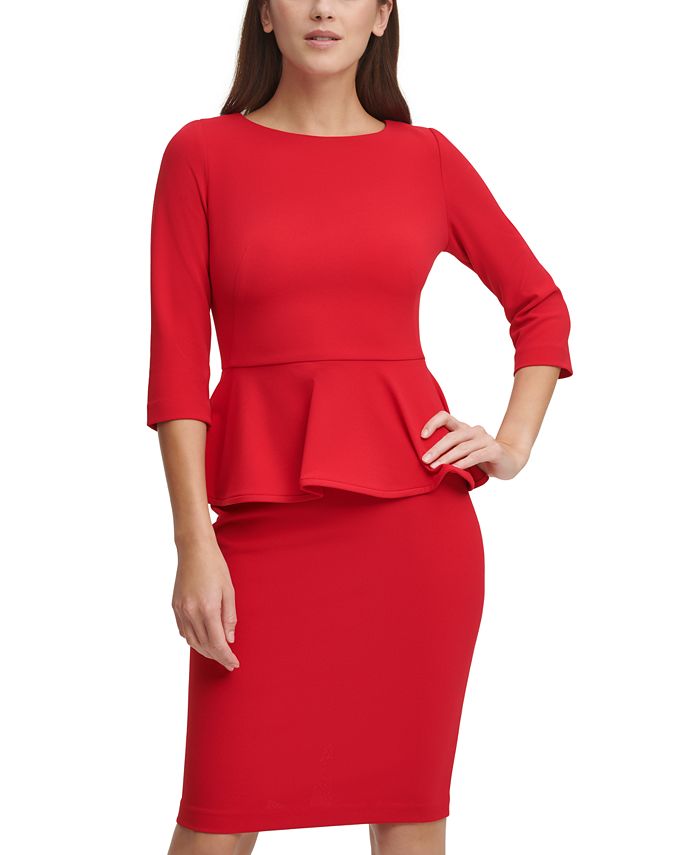 Calvin Klein Peplum Sheath Dress & Reviews Dresses Women Macy's