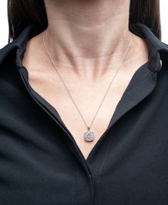 Diamond Cushion Cluster 18" Pendant Necklace (1/10 ct. t.w.) in Sterling Silver