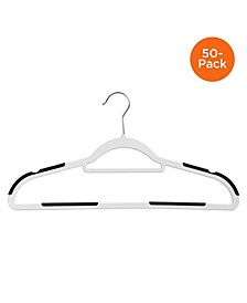 50-Pack Slim Plastic Hangers with Anti-Slip Rubber Grips
