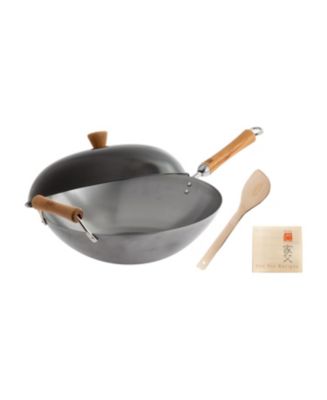 Joyce Chen Classic Series Uncoated Carbon Steel 4-Pc. Wok Set with Lid and Birch Handles - Macy's